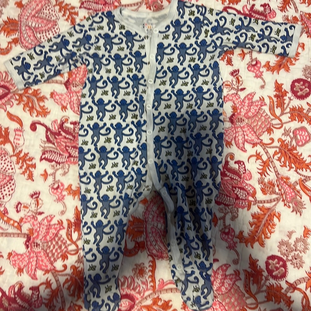 ROLLER RABBIT BLUE MONKEY PJS 6-9 months